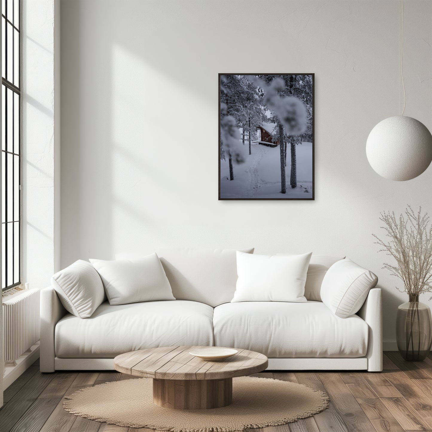 Swedish Cabin Under Snow