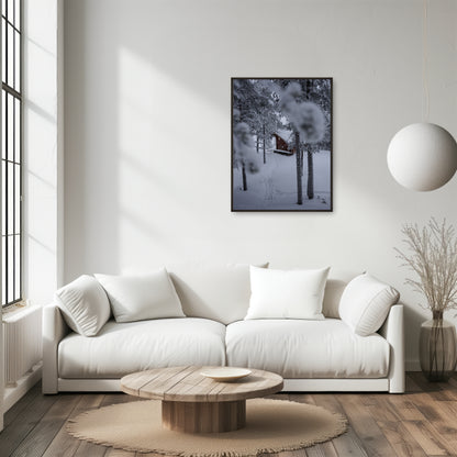 Swedish Cabin Under Snow